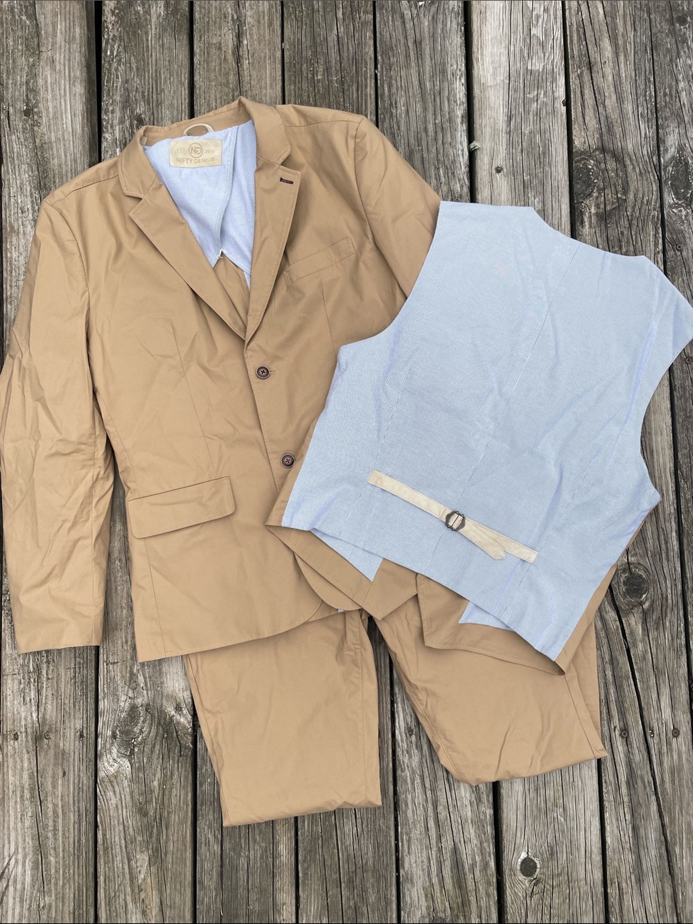 Nifty Genius 3 Piece Tan Suit